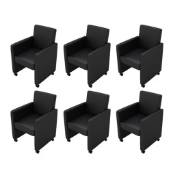  vidaXL Sillas de comedor 6 unidades cuero sintético negro