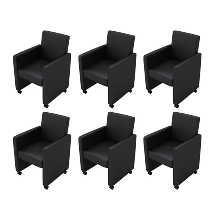  vidaXL Sillas de comedor 6 unidades cuero sintético negro