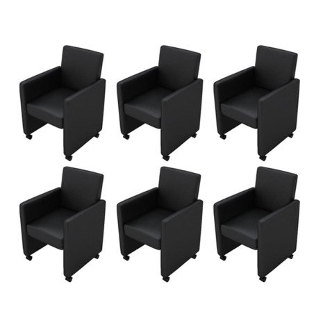  vidaXL Sillas de comedor 6 unidades cuero sintético negro