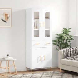vidaXL Aparador alto madera contrachapada blanco brillo 69,5x34x180 cm