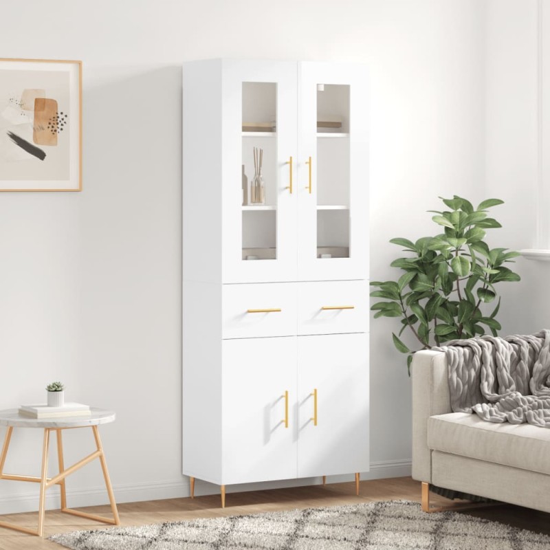vidaXL Aparador alto madera contrachapada blanco brillo 69,5x34x180 cm vidaXL Aparador alto madera contrachapada blanco brillo 69,5x34x180 cm