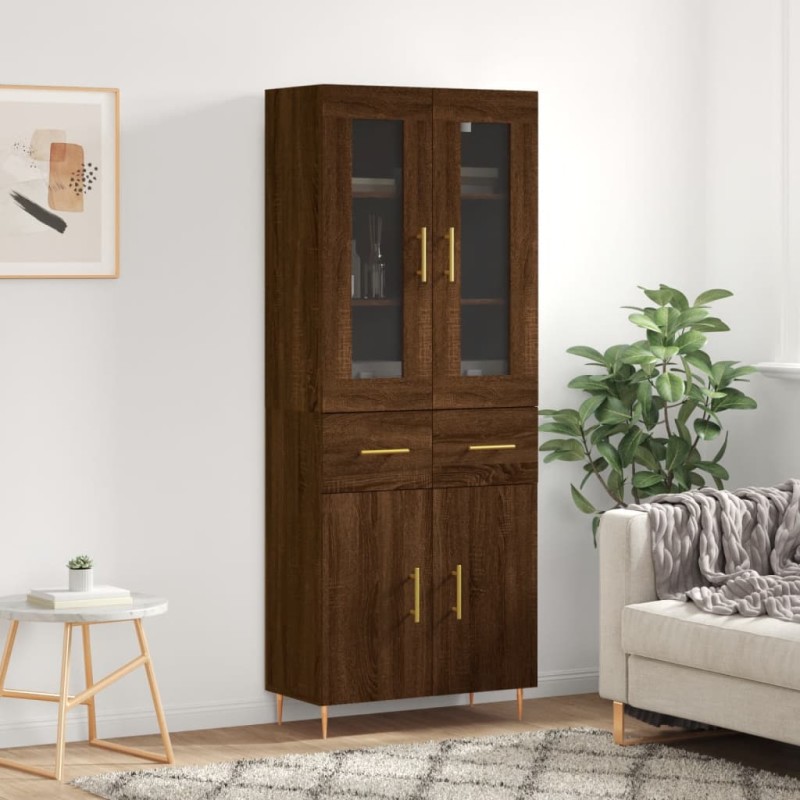vidaXL Aparador alto madera contrachapada marrón roble 69,5x34x180 cm vidaXL Aparador alto madera contrachapada marrón roble 69,5x34x180 cm