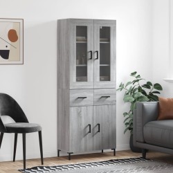 vidaXL Aparador alto madera contrachapada gris sonoma 69,5x34x180 cm
