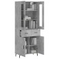 vidaXL Aparador alto madera contrachapada gris hormigón 69,5x34x180 cm vidaXL Aparador alto madera contrachapada gris hormigón 69,5x34x180 cm