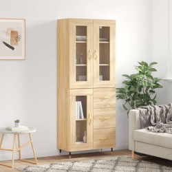 vidaXL Aparador alto madera contrachapada color roble 69,5x34x180 cm