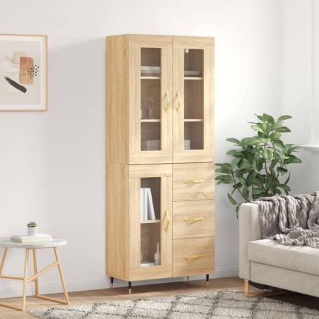 vidaXL Aparador alto madera contrachapada color roble 69,5x34x180 cm