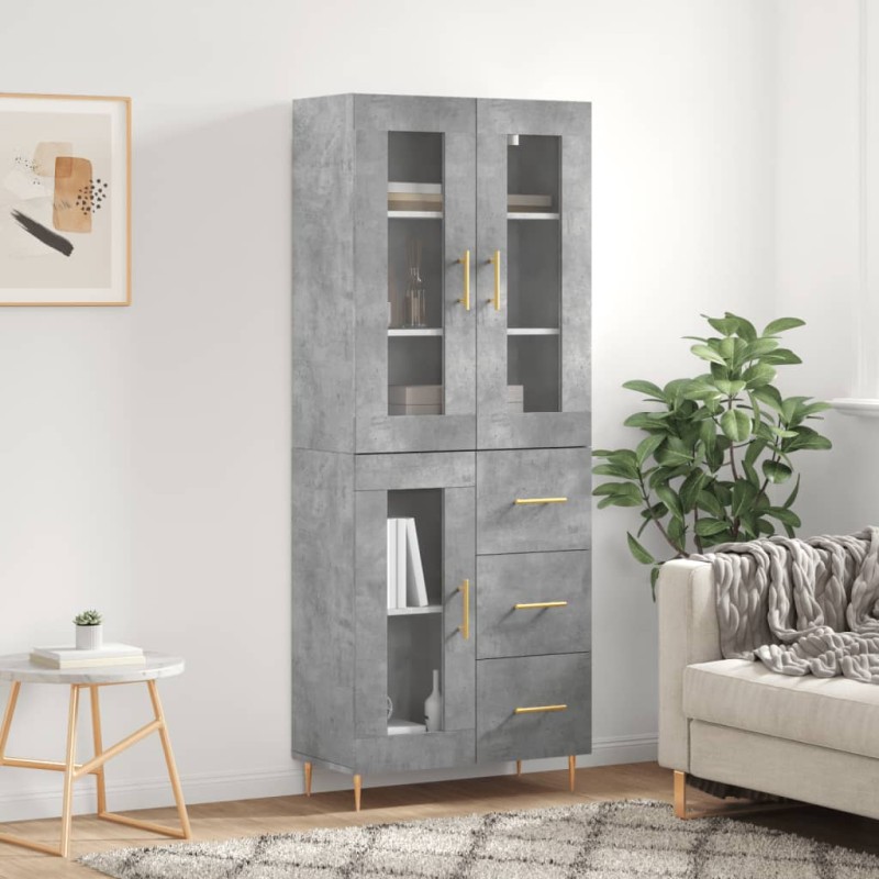 vidaXL Aparador alto madera contrachapada gris hormigón 69,5x34x180 cm vidaXL Aparador alto madera contrachapada gris hormigón 69,5x34x180 cm