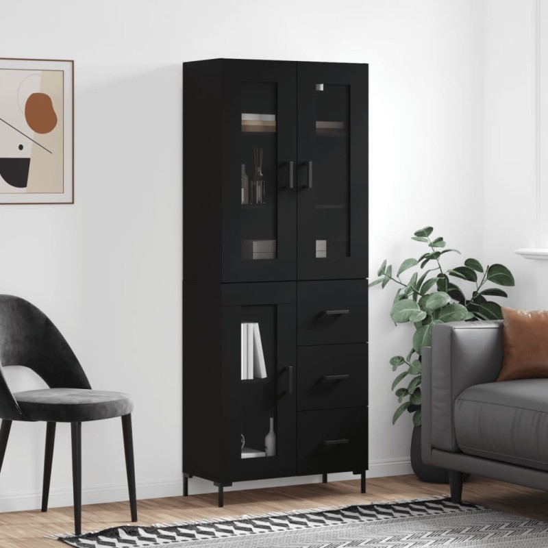 vidaXL Aparador alto madera contrachapada negro 69,5x34x180 cm vidaXL Aparador alto madera contrachapada negro 69,5x34x180 cm