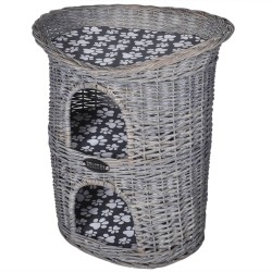 vidaXL Casa/cama/rascador para mascotas 2 niveles sauce con cojín