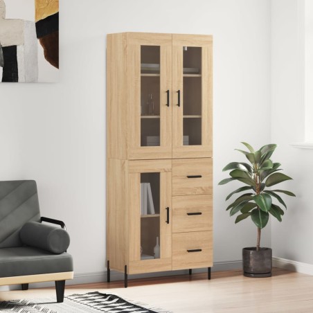 vidaXL Aparador alto madera contrachapada color roble 69,5x34x180 cm