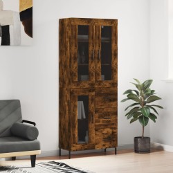 vidaXL Aparador alto madera contrachapada roble ahumado 69,5x34x180 cm