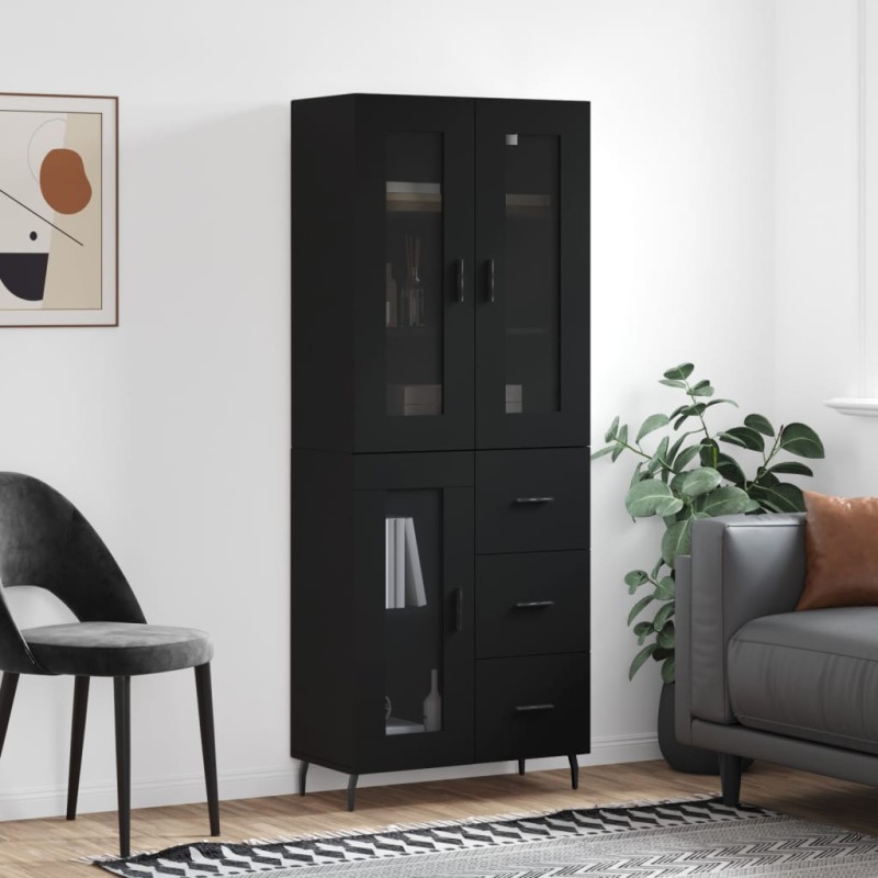 vidaXL Aparador alto madera contrachapada negro 69,5x34x180 cm vidaXL Aparador alto madera contrachapada negro 69,5x34x180 cm