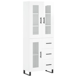 vidaXL Aparador alto madera contrachapada blanco brillo 69,5x34x180 cm