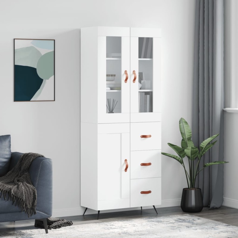 vidaXL Aparador alto madera contrachapada blanco 69,5x34x180 cm vidaXL Aparador alto madera contrachapada blanco 69,5x34x180 cm