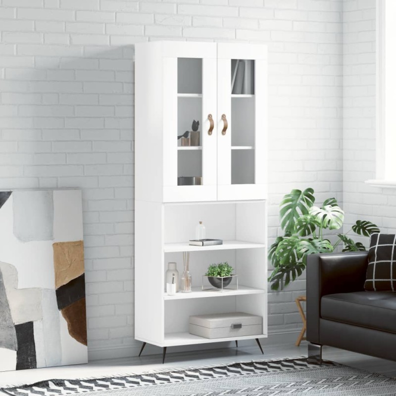 vidaXL Aparador alto madera contrachapada blanco brillo 69,5x34x180 cm vidaXL Aparador alto madera contrachapada blanco brillo 69,5x34x180 cm