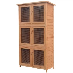 vidaXL Jaula de animales conejera 6 habitaciones madera  