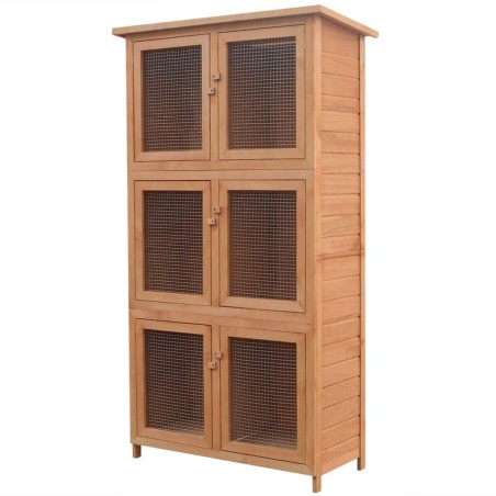 vidaXL Jaula de animales conejera 6 habitaciones madera  