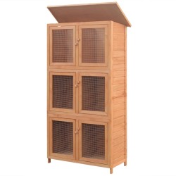 vidaXL Jaula de animales conejera 6 habitaciones madera  