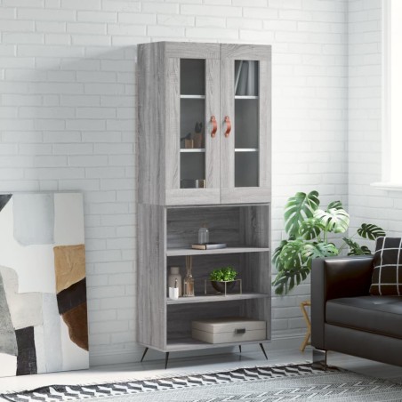 vidaXL Aparador alto madera contrachapada gris sonoma 69,5x34x180 cm