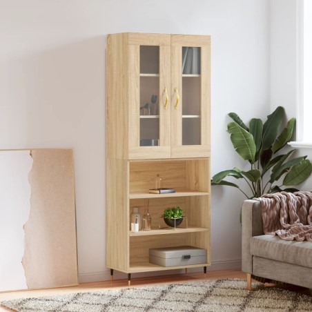 vidaXL Aparador alto madera contrachapada color roble 69,5x34x180 cm