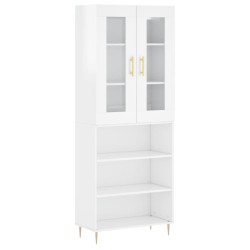 vidaXL Aparador alto madera contrachapada blanco brillo 69,5x34x180 cm