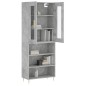 vidaXL Aparador alto madera contrachapada gris hormigón 69,5x34x180 cm vidaXL Aparador alto madera contrachapada gris hormigón 69,5x34x180 cm
