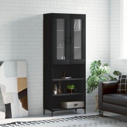 vidaXL Aparador alto madera contrachapada negro 69,5x34x180 cm