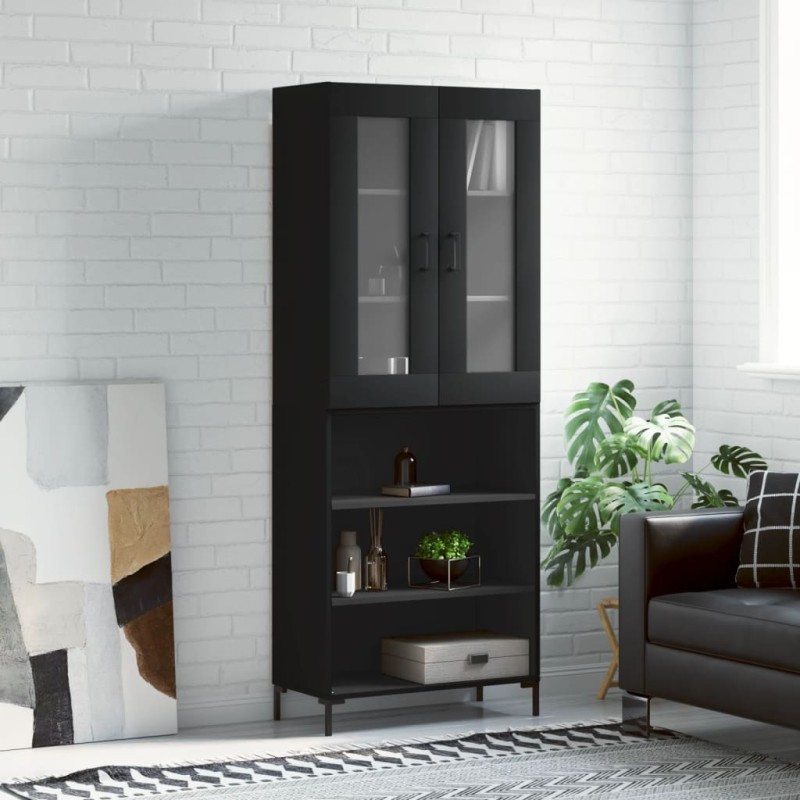 vidaXL Aparador alto madera contrachapada negro 69,5x34x180 cm vidaXL Aparador alto madera contrachapada negro 69,5x34x180 cm
