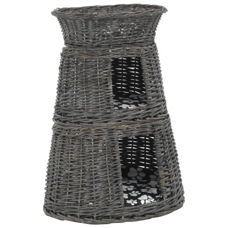 vidaXL Cestas de gatos 3 uds con cojines sauce natural gris 47x34x60cm