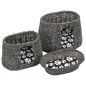 vidaXL Cestas de gatos 3 uds con cojines sauce natural gris 47x34x60cm