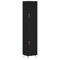 vidaXL Aparador de madera contrachapada negro 34,5x34x180 cm