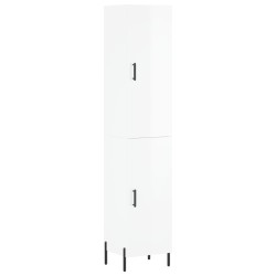 vidaXL Aparador alto madera contrachapada blanco brillo 34,5x34x180 cm