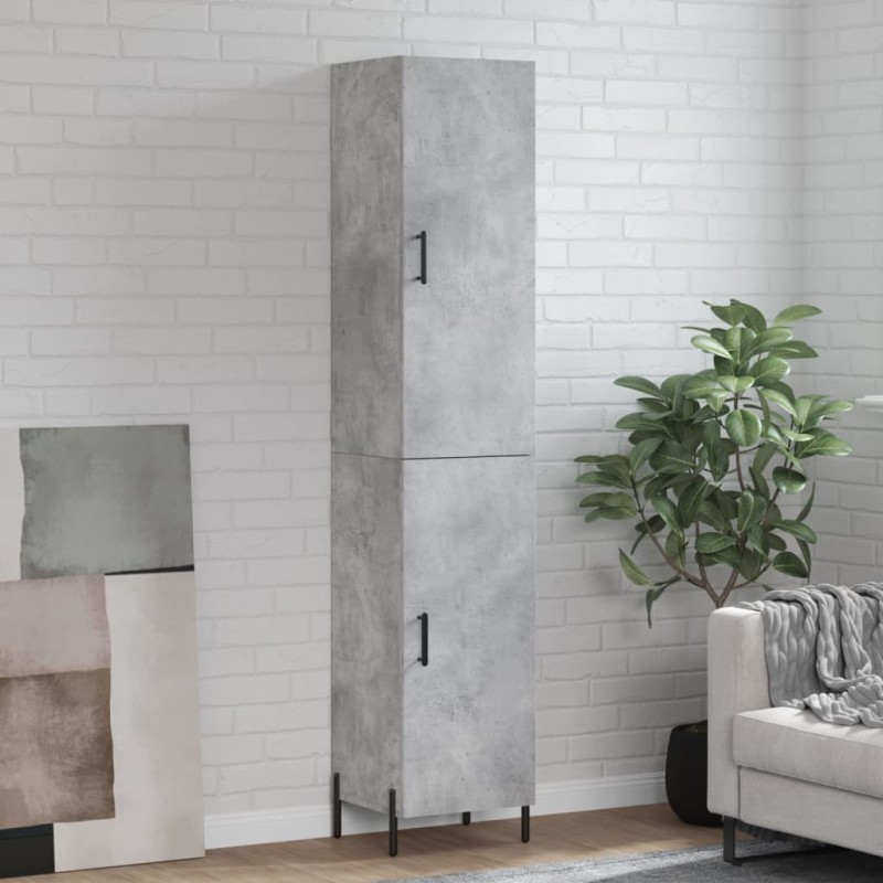 vidaXL Aparador de madera contrachapada gris hormigón 34,5x34x180 cm vidaXL Aparador de madera contrachapada gris hormigón 34,5x34x180 cm