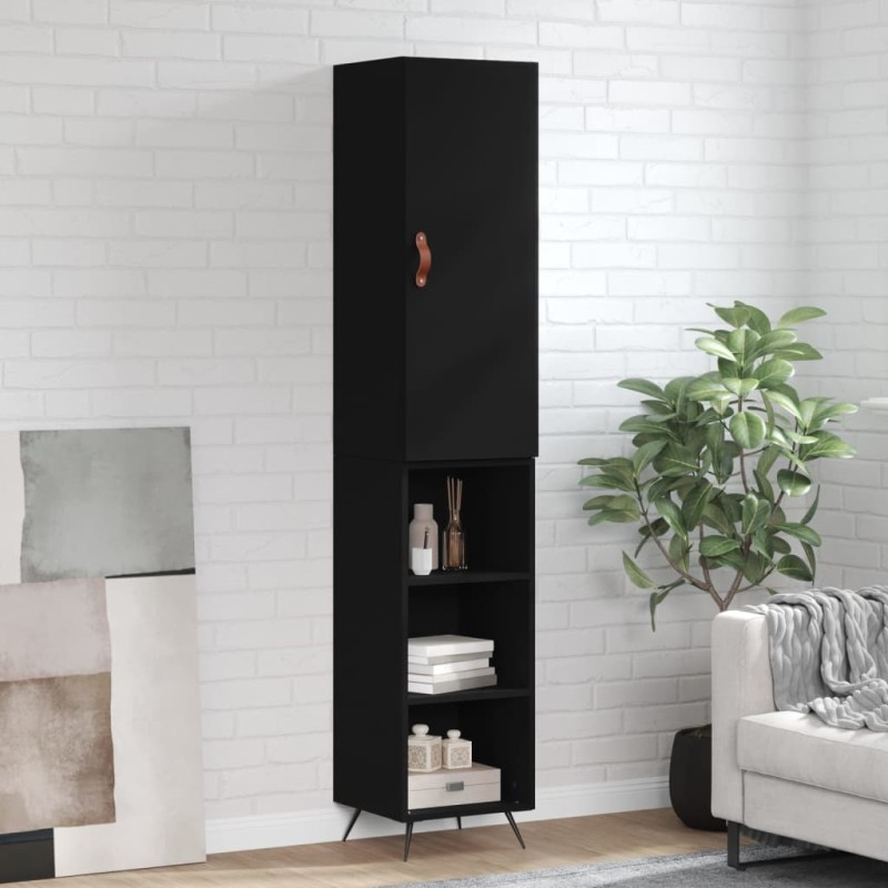 vidaXL Aparador de madera contrachapada negro 34,5x34x180 cm vidaXL Aparador de madera contrachapada negro 34,5x34x180 cm