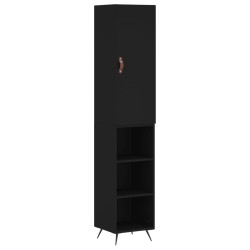 vidaXL Aparador de madera contrachapada negro 34,5x34x180 cm