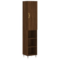 vidaXL Aparador alto madera contrachapada roble marrón 34,5x34x180 cm
