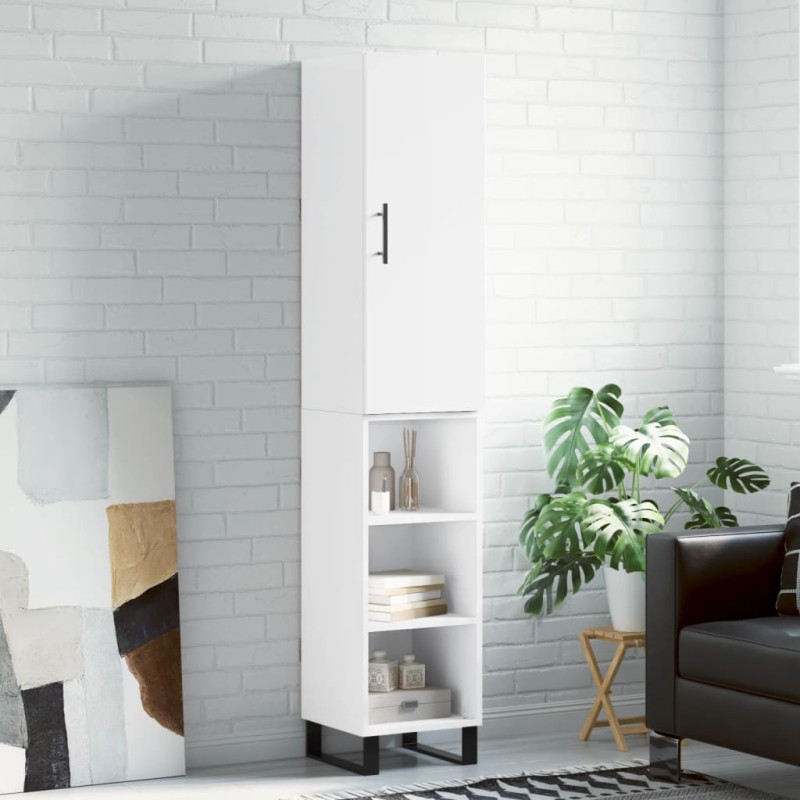 vidaXL Aparador alto madera contrachapada blanco brillo 34,5x34x180 cm vidaXL Aparador alto madera contrachapada blanco brillo 34,5x34x180 cm