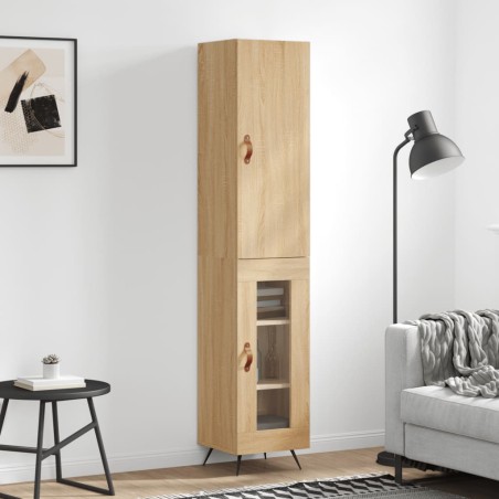 vidaXL Aparador de madera contrachapada roble Sonoma 34,5x34x180 cm