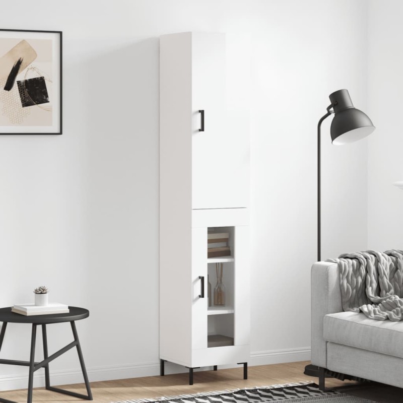 vidaXL Aparador alto madera contrachapada blanco brillo 34,5x34x180 cm vidaXL Aparador alto madera contrachapada blanco brillo 34,5x34x180 cm