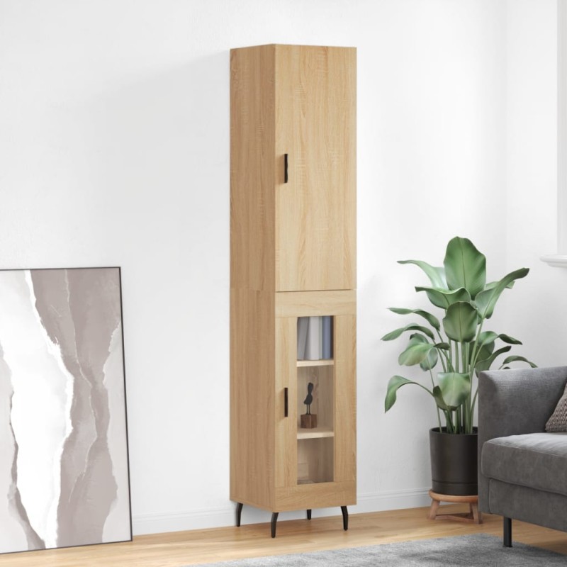 vidaXL Aparador de madera contrachapada roble Sonoma 34,5x34x180 cm vidaXL Aparador de madera contrachapada roble Sonoma 34,5x34x180 cm