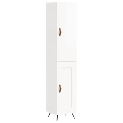 vidaXL Aparador alto madera contrachapada blanco brillo 34,5x34x180 cm