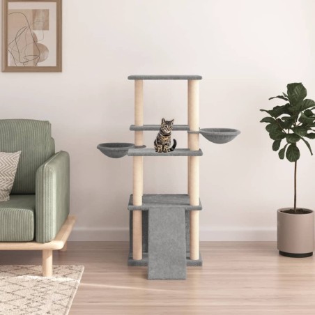 vidaXL Rascador para gatos con postes de sisal gris claro 133 cm