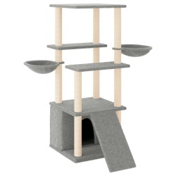 vidaXL Rascador para gatos con postes de sisal gris claro 133 cm