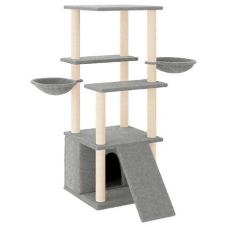 vidaXL Rascador para gatos con postes de sisal gris claro 133 cm