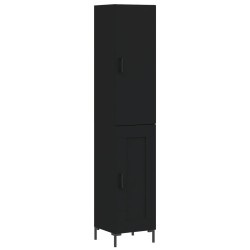 vidaXL Aparador de madera contrachapada negro 34,5x34x180 cm