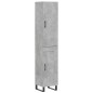 vidaXL Aparador de madera contrachapada gris hormigón 34,5x34x180 cm vidaXL Aparador de madera contrachapada gris hormigón 34,5x34x180 cm
