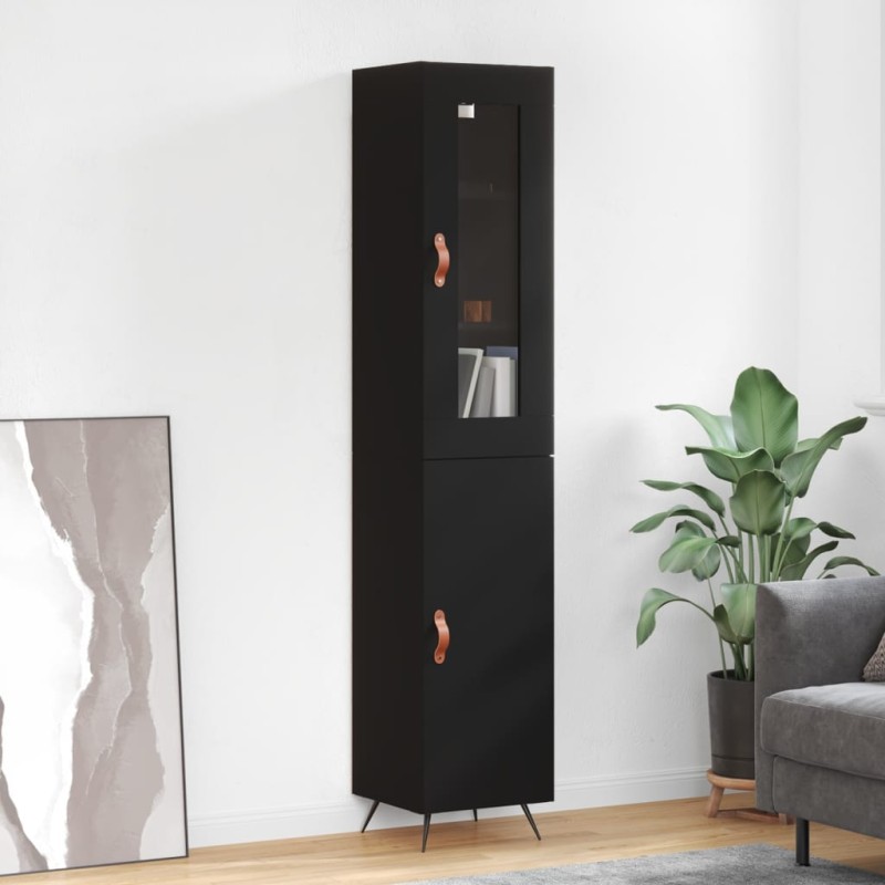 vidaXL Aparador de madera contrachapada negro 34,5x34x180 cm vidaXL Aparador de madera contrachapada negro 34,5x34x180 cm