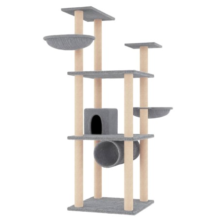 vidaXL Rascador para gatos con postes de sisal gris claro 141 cm