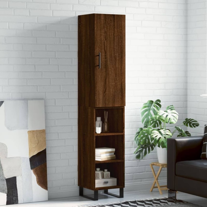 vidaXL Aparador alto madera contrachapada roble marrón 34,5x34x180 cm vidaXL Aparador alto madera contrachapada roble marrón 34,5x34x180 cm