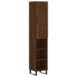 vidaXL Aparador alto madera contrachapada roble marrón 34,5x34x180 cm